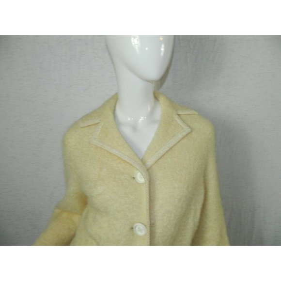 Roos Atkins Coat Ivory Curly Boucle Wool 1960 Jacket Bell Sleeves Size Medium - Picture 3 of 12